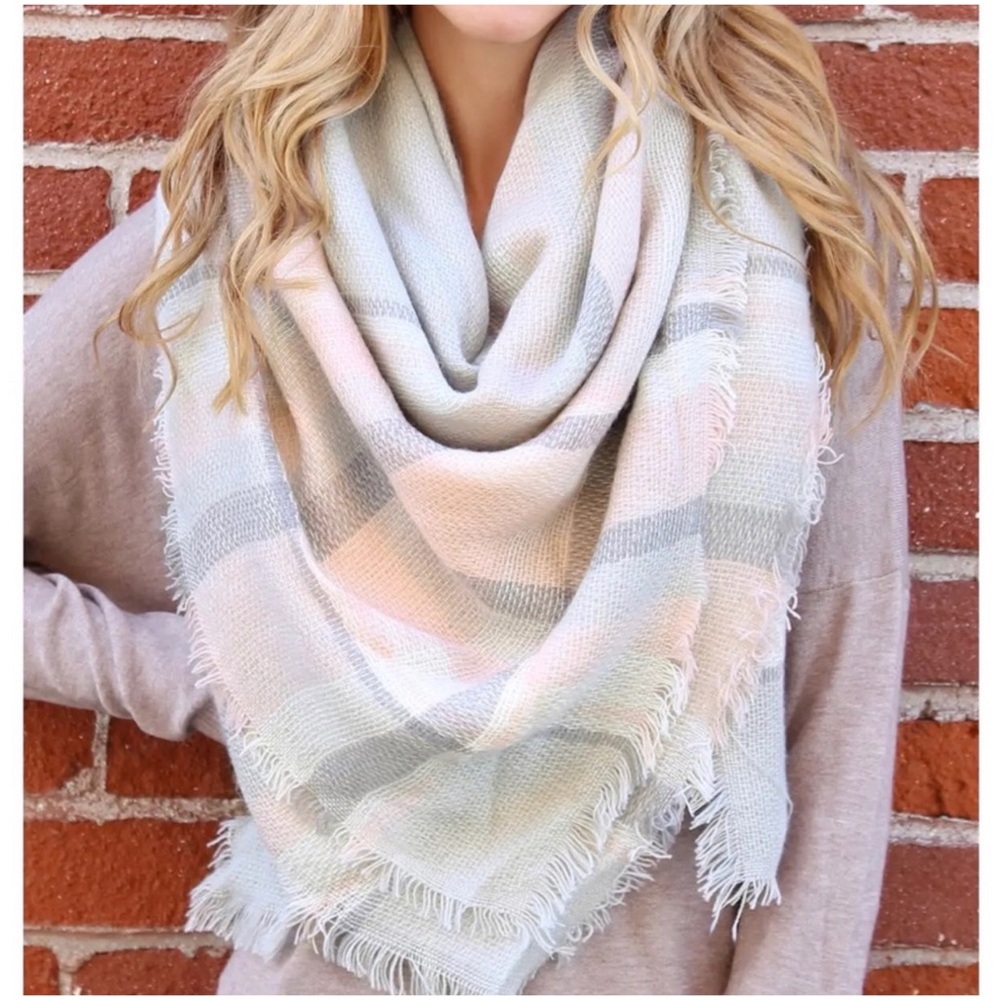 3 total- Women's Fall Fringe Edge Lightweight Cute Plaid Blanket Plaid Scarf - Picture 1 of 6